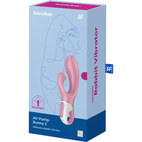 Satisfyer - Air Pump Bunny 2 Rosa: Vibrador Rabbit Inflable y Ultra Potente - Imagen 6
