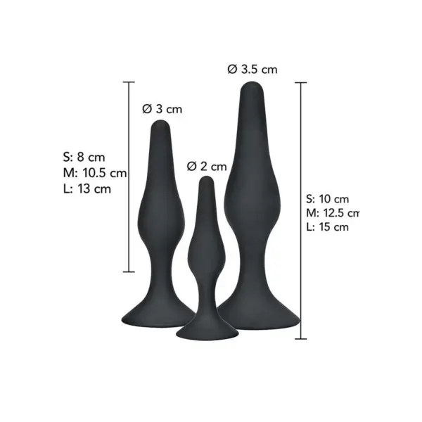 TOYJOY - Curvy Companions Plug Anal 3 Piezas Negro para Placer Total - Imagen 2
