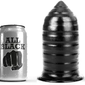 ALL BLACK - Buttplug Anal de 16 cm con Diseño Acanalado