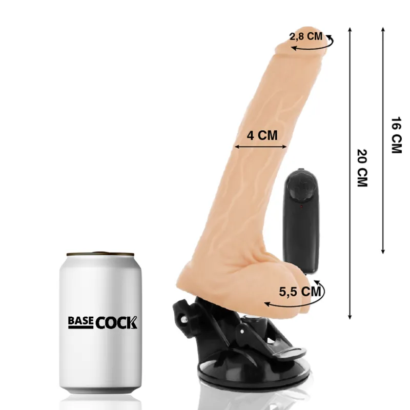 BASECOCK - Vibrador Realístico Control Remoto Natural con Testículos 20 cm - 4 cm - Imagen 2