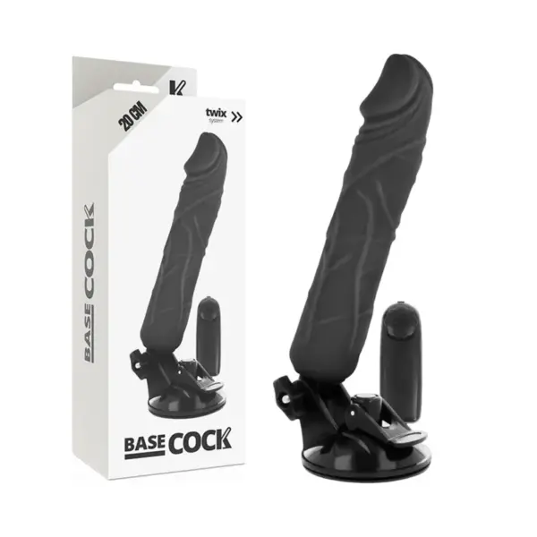 BASECOCK - Vibrador Realístico Control Remoto Negro 20 cm - 4 cm