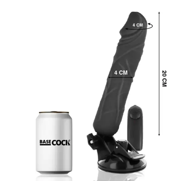 BASECOCK - Vibrador Realístico Control Remoto Negro 20 cm - 4 cm - Imagen 2