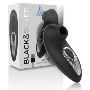 Black & Silver - Drake Deluxe Sucking Vibe Silicona Recargable Negro