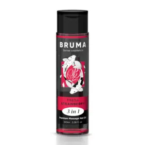 BRUMA - Aceite de Masaje Premium Efecto Calor Sabor Fresa 3 en 1