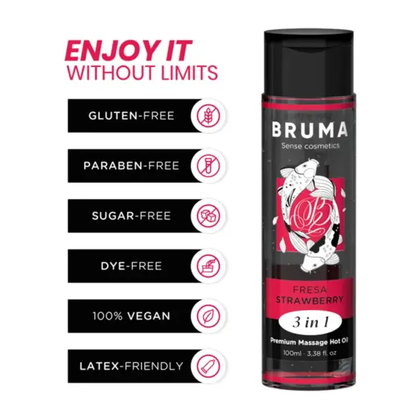 BRUMA - Aceite de Masaje Premium Efecto Calor Sabor Fresa 3 en 1 - Imagen 3