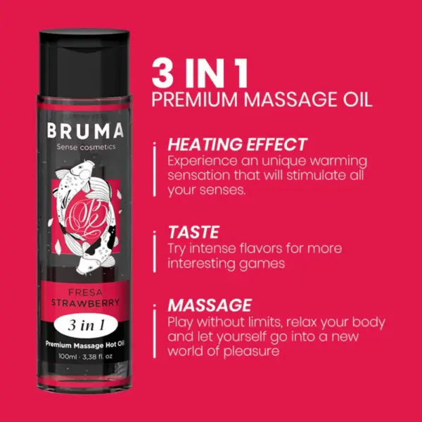 BRUMA - Aceite de Masaje Premium Efecto Calor Sabor Fresa 3 en 1 - Imagen 4