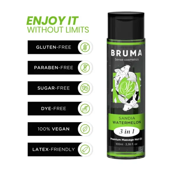 BRUMA - Aceite de Masaje Premium Efecto Calor Sabor Sandía 3 en 1 - Imagen 3