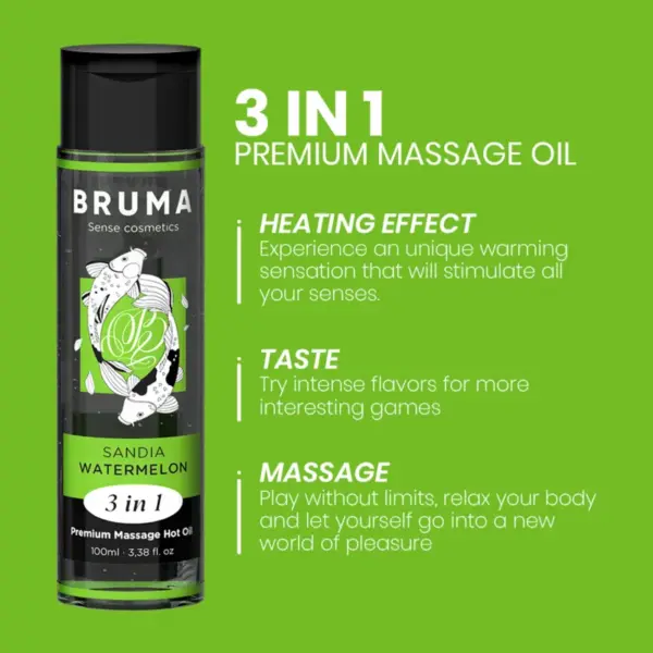 BRUMA - Aceite de Masaje Premium Efecto Calor Sabor Sandía 3 en 1 - Imagen 4