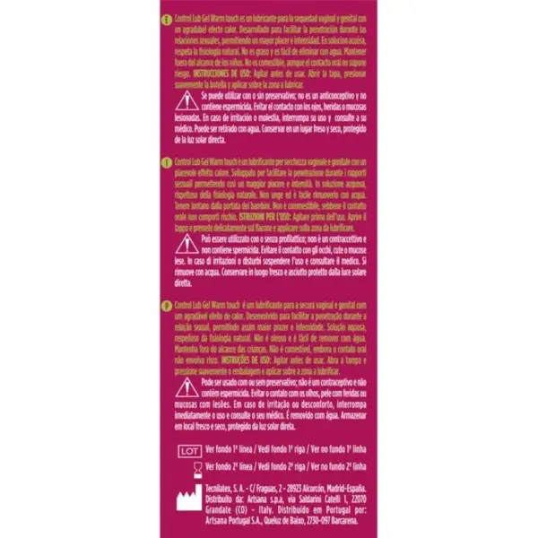 Control - Lub Gel Lubricante Efecto Calor 75 ml para Placer Intenso - Imagen 2