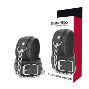 Darkness - Esposas Leather Negro Textura para BDSM y Bondage