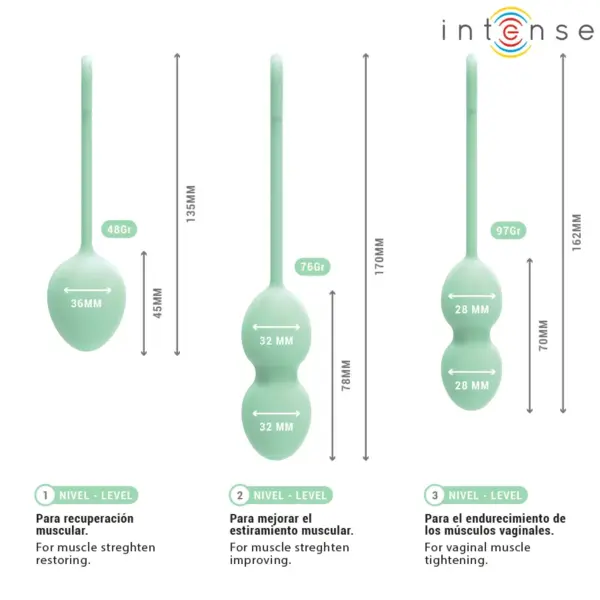 INTENSE - Kit de Bolas Kegel Jade para el Suelo Pélvico - Imagen 5