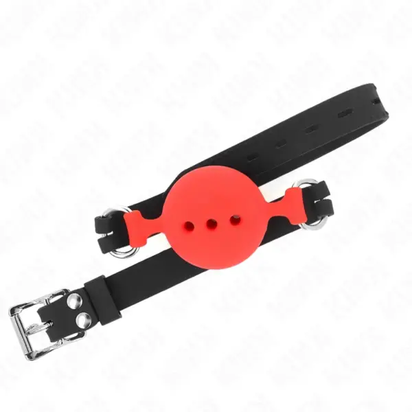 KINK - Mordaza de Silicona Ajustable Roja para BDSM 55x2 cm - Imagen 3