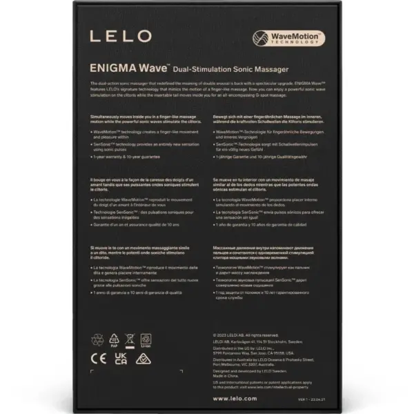 LELO - ENIGMA WAVE Masajeador Triple Vibración Negro - Imagen 5