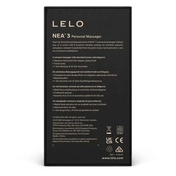 LELO - NEA 3 Masajeador Personal Azul con 10 Modos de Placer - Imagen 5