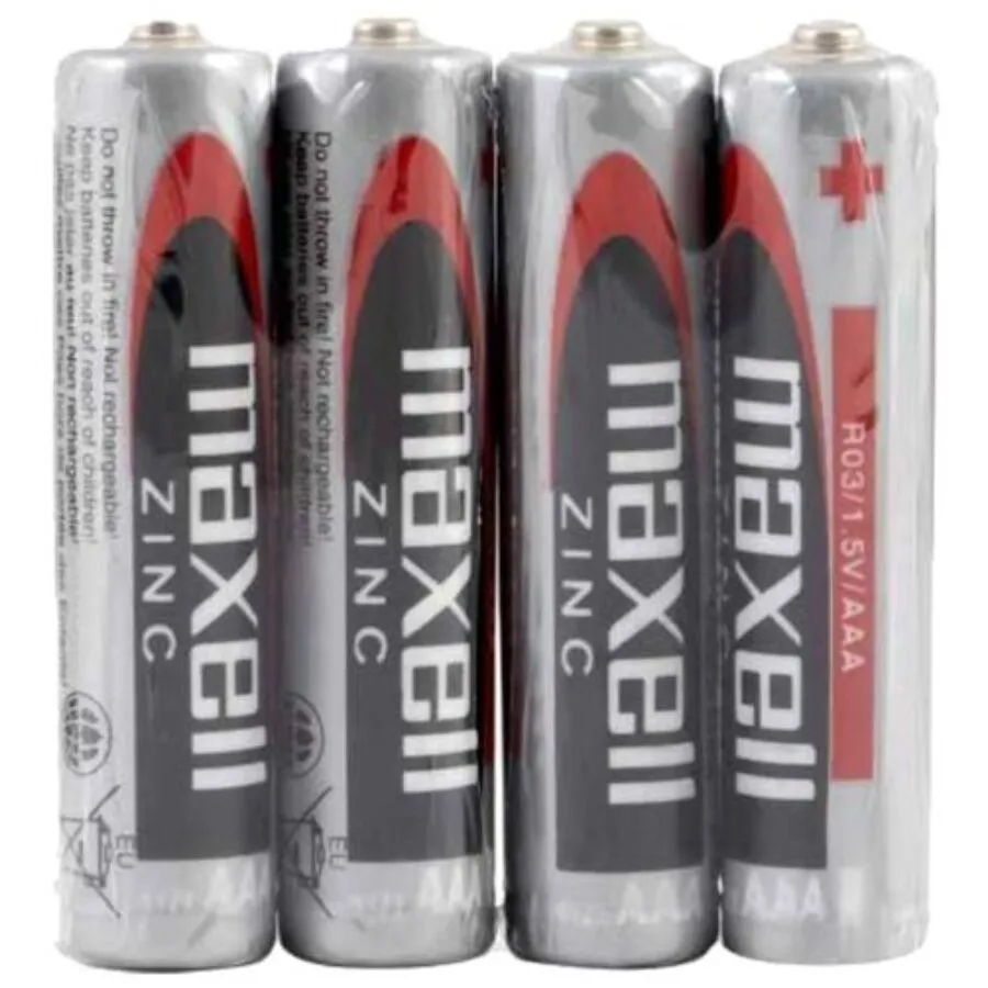 MAXELL - Pilas Salinas Manganeso AAA R03 Retráctil*4 para Juguetes Eróticos