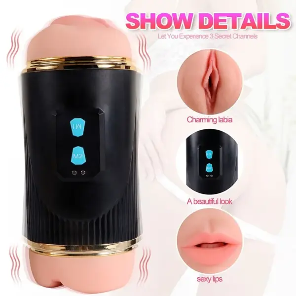 SHEQU - Masturbador Doble con Vibración Dual Boca y Vagina - Imagen 12