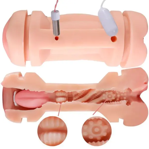 SHEQU - Masturbador Doble con Vibración Dual Boca y Vagina - Imagen 3