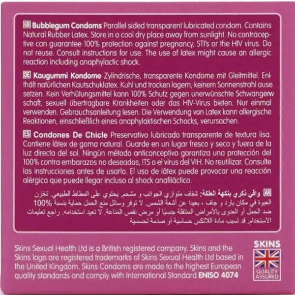 SKINS - Preservativos Premium Sabor Chicle Pack 4 - Imagen 4