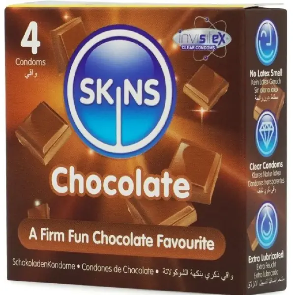 SKINS - Preservativos Premium Sabor Chocolate Pack 4 - Imagen 2