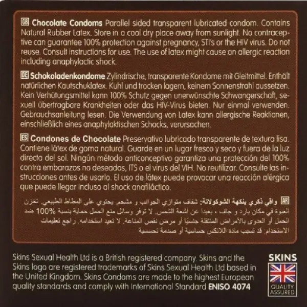 SKINS - Preservativos Premium Sabor Chocolate Pack 4 - Imagen 4