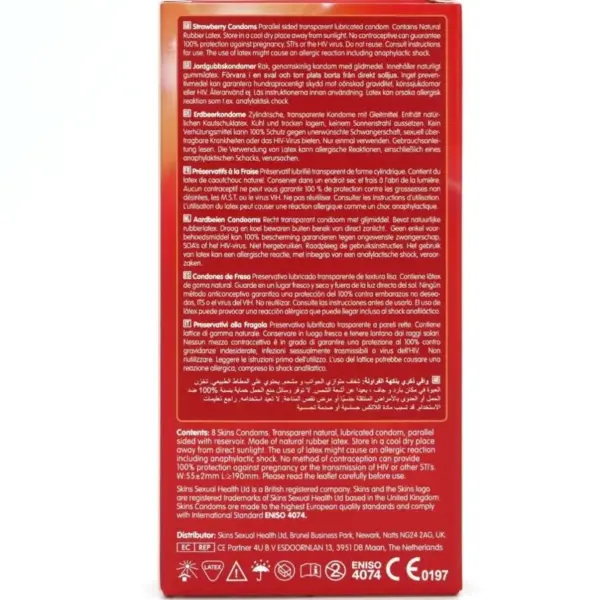 SKINS - Preservativos Premium Sabor Fresa Pack 8 - Imagen 4