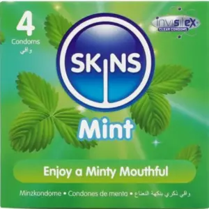 SKINS - Preservativos Premium Sabor Menta Pack 4