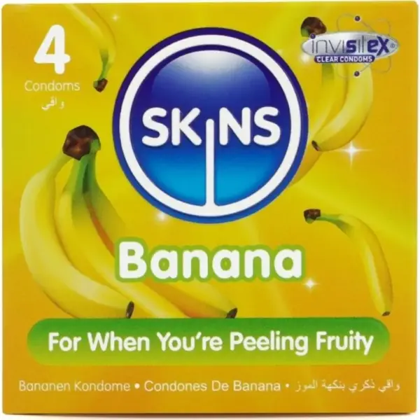 SKINS - Preservativos Premium Sabor Plátano Pack 4