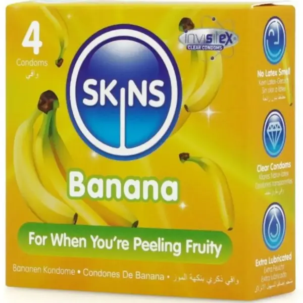 SKINS - Preservativos Premium Sabor Plátano Pack 4 - Imagen 2
