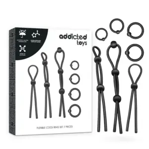 ADDICTED TOYS - Kit de 7 Anillas Silicona Flexible para Placer Masculino