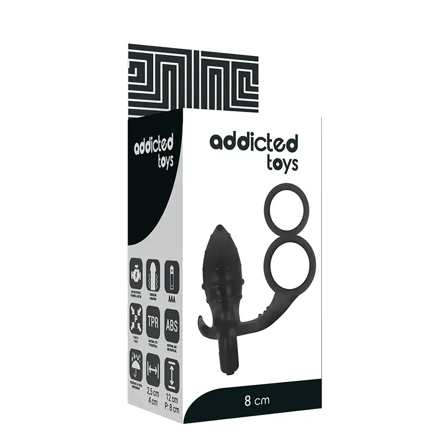 ADDICTED TOYS - Plug Anal con Anilla Doble Negro - Imagen 5