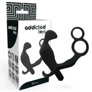 ADDICTED TOYS - Plug Anal con Anilla Doble Pene y Testículos Negro
