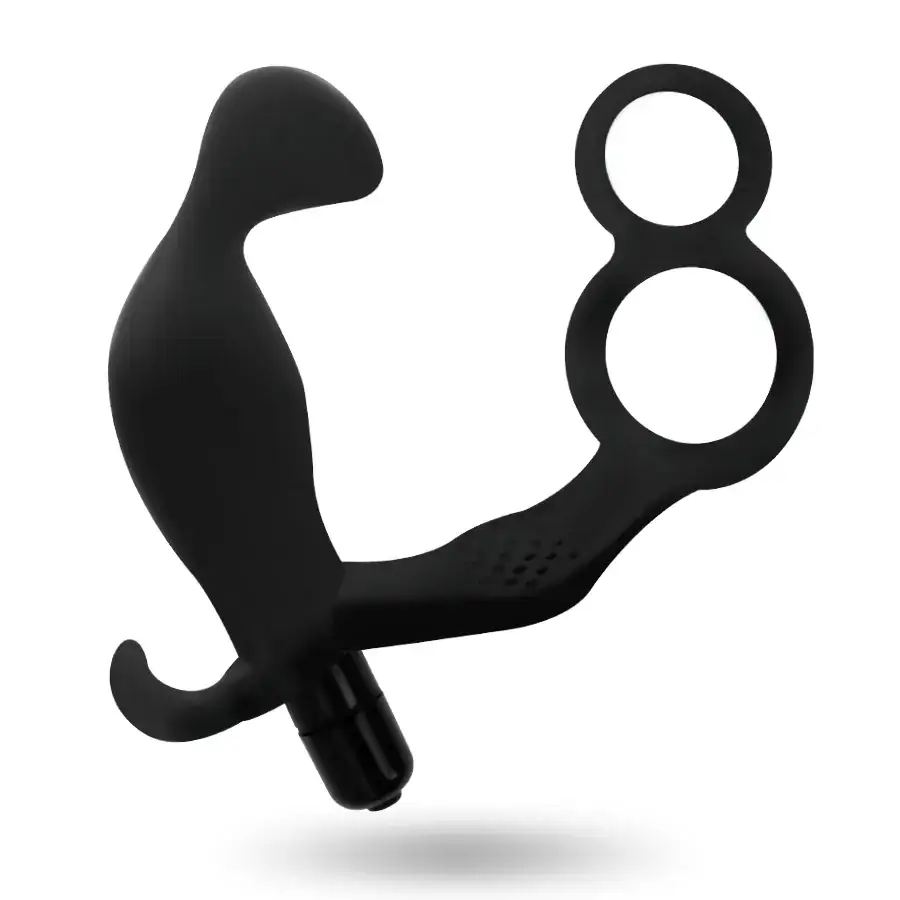 ADDICTED TOYS - Plug Anal con Anilla Doble Pene y Testículos Negro - Imagen 2