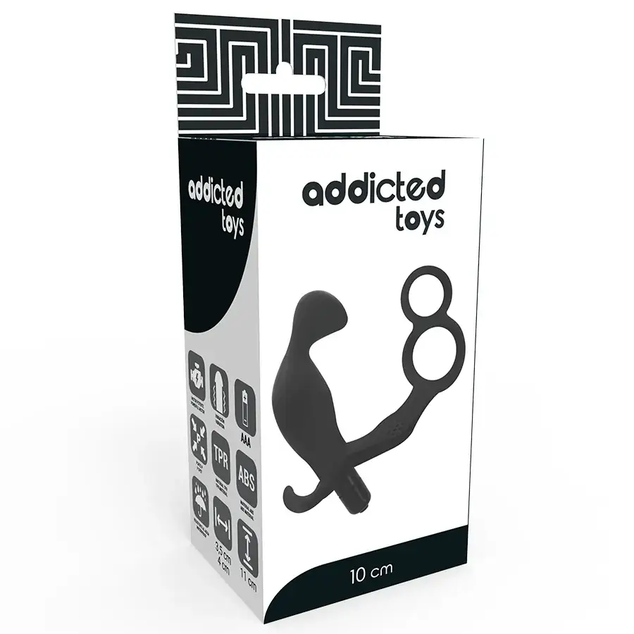ADDICTED TOYS - Plug Anal con Anilla Doble Pene y Testículos Negro - Imagen 4