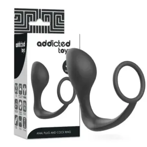 ADDICTED TOYS - Plug Anal con Anillo Silicona Negro para Placer Inigualable