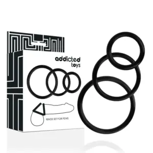 ADDICTED TOYS - Set Anillos Pene Negro para una Experiencia Única