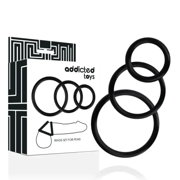 ADDICTED TOYS - Set Anillos Pene Negro para una Experiencia Única