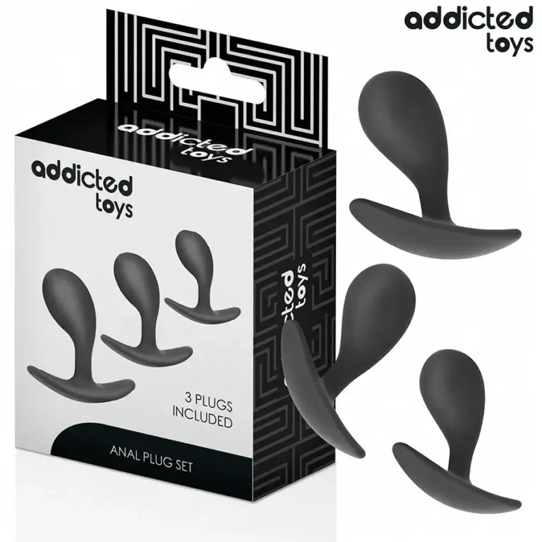 ADDICTED TOYS - Set de 3 Plugs Anales de Silicona Modelo 3 para una Experiencia Erótica Única