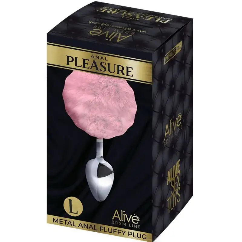 ALIVE - Plug Anal de Metal con Pompón Rosa Talla L - Imagen 2