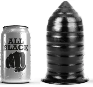 ALL BLACK - Buttplug Anal de 16 cm con Diseño Acanalado