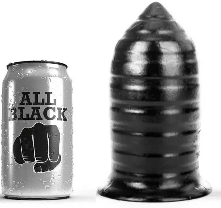 ALL BLACK - Buttplug Anal de 16 cm con Diseño Acanalado