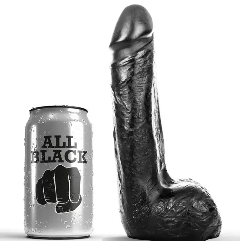 ALL BLACK - Dildo Realístico Negro Suave 20 cm para Placer Intenso