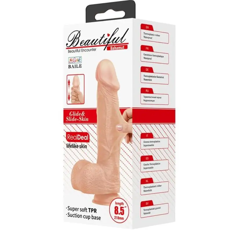 BAILE - Beautiful Encounter Bahamut Dildo Realístico Flexible 21.8 cm Natural - Imagen 8
