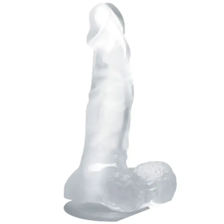 BAILE - Dildo Realístico con Ventosa y Testículos 16.7 cm Transparente