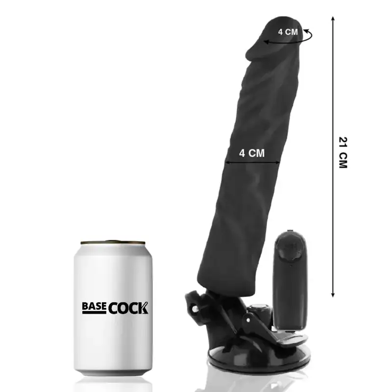 BASECOCK - Vibrador realista control remoto negro 21 cm - 4 cm - Imagen 2