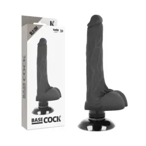 BASECOCK - Vibrador Realístico 2-1 Negro de 18.5 cm