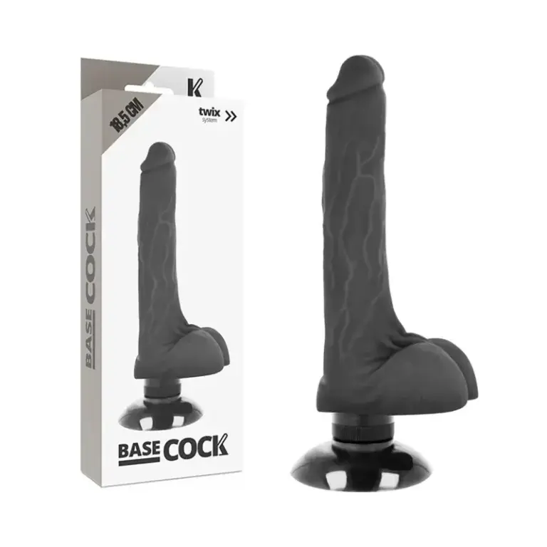 BASECOCK - Vibrador Realístico 2-1 Negro de 18.5 cm