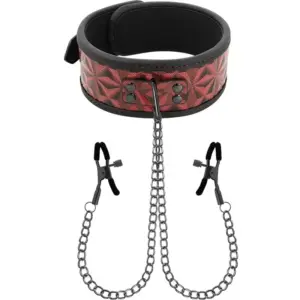BEGME - Collar Red Edition con Cadenas y Pinzas para Pezones de Neopreno