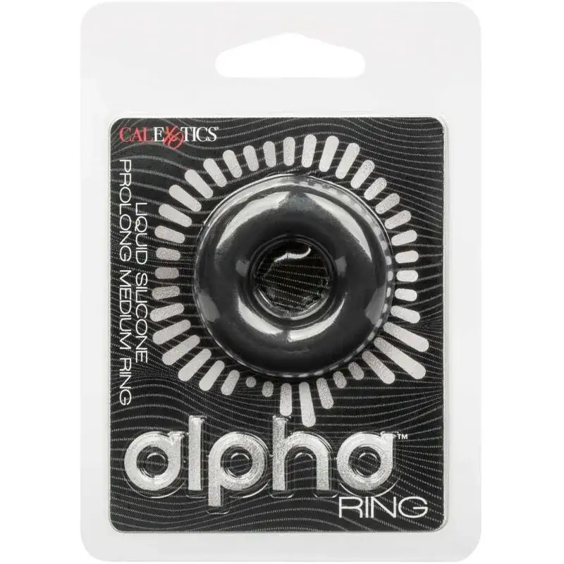 CalExotics - Alpha Anillo Prolong Medio Negro para Placer Duradero - Imagen 2