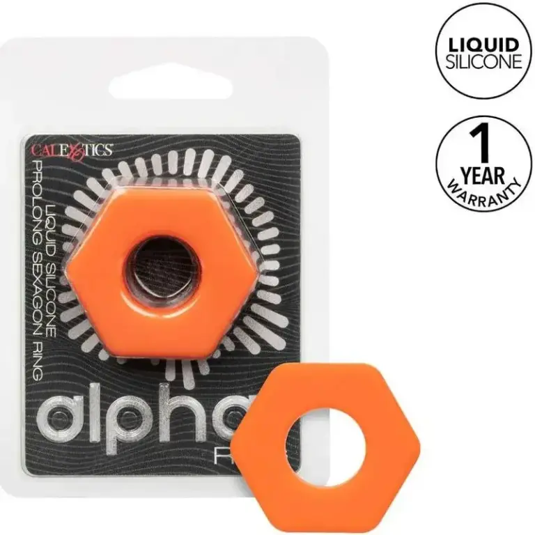 CalExotics - Alpha Anillo Prolong Sexgono Naranja para Placer Extendido