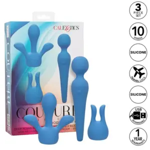 CALEXOTICS - Couture Kit Vibrador Wand 10 Vibraciones Azul para Placer Superior